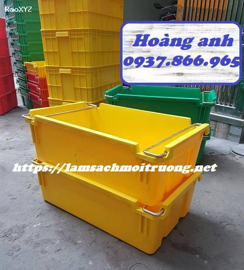 Bán thùng nhựa có quai sắt 2 đầu, thùng nhựa đặc, khay nhựa có quai hai đầu , thùng A2