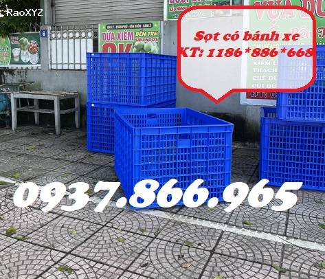 Sọt có 26bánh xe, sọt dài hơn 1m có bánh xe đẩy hàng hóa, sóng nhựa hở có bánh xe dưới đáy