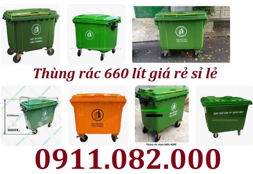 Sỉ thùng rác chính hãng giá rẻ, giao hàng nhanh, thùng rác 120l 240l 660l giá ưu đãi- lh 0911.082.000