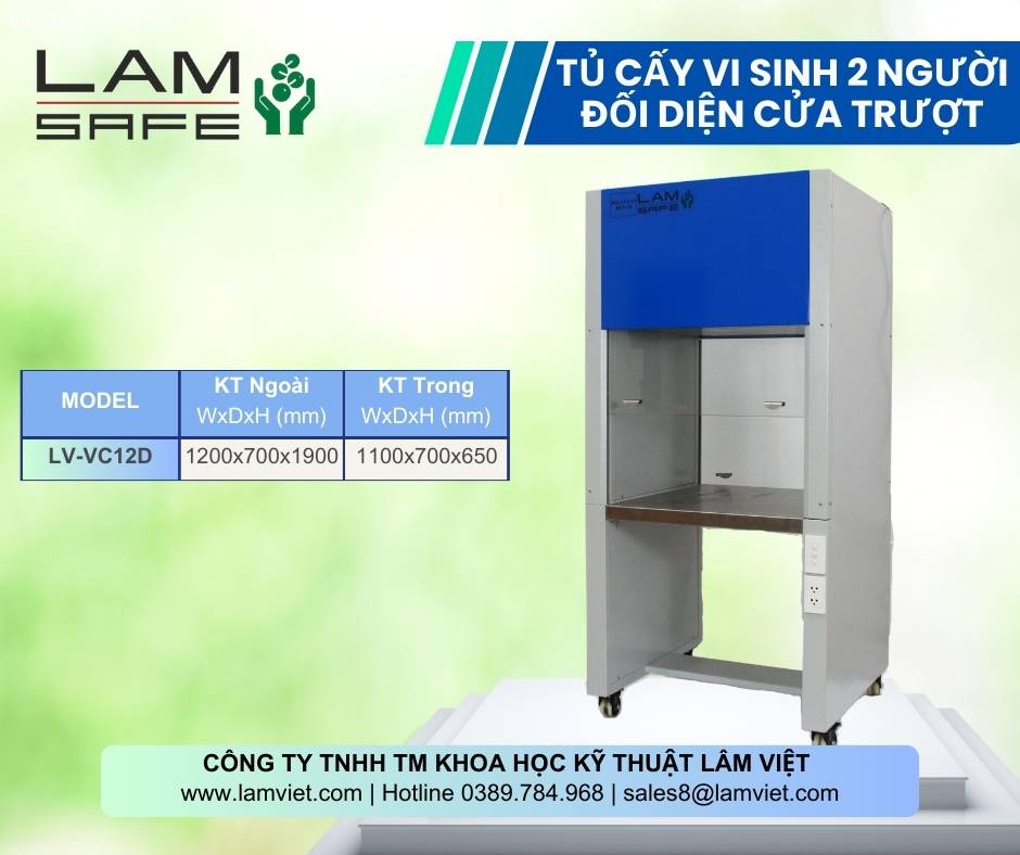 Tủ Cấy Vi Sinh Hai Người Đối Diện Cửa Trượt - Lâm Việt