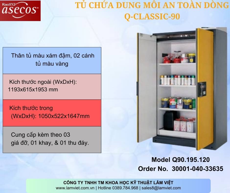 Tủ Chứa Dung Môi An Toàn Cho Phòng Thí Nghiệm Q-CLASSIC-90