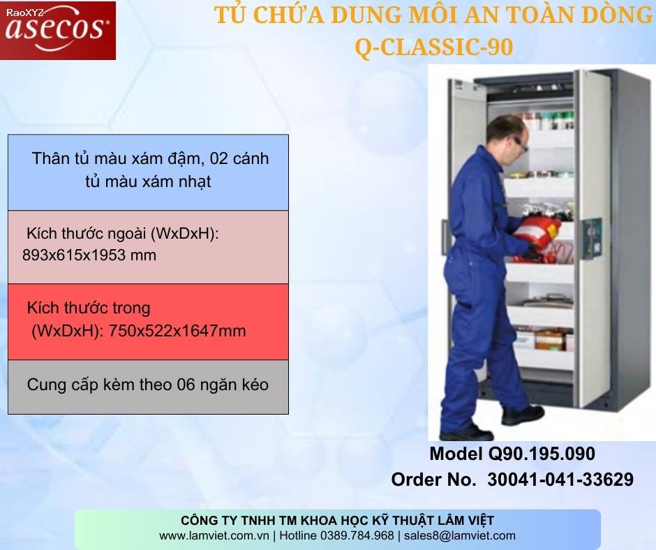 Tủ Chứa Dung Môi An Toàn Cho Phòng Thí Nghiệm Q-CLASSIC-90