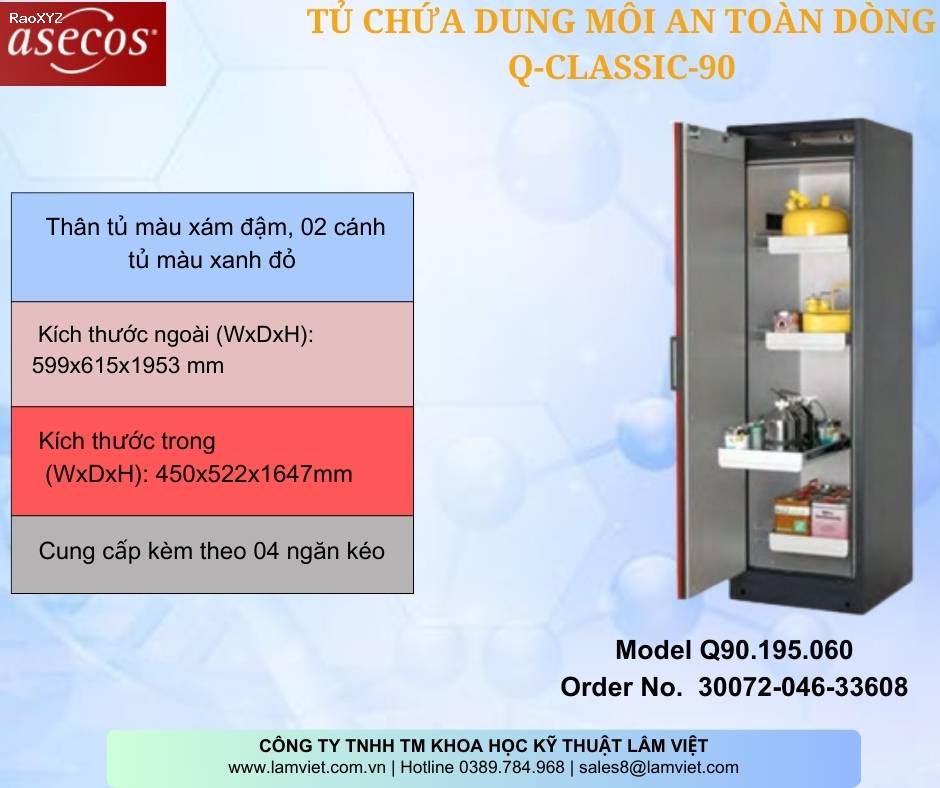 Tủ Chứa Dung Môi An Toàn Cho Phòng Thí Nghiệm Q-CLASSIC-90