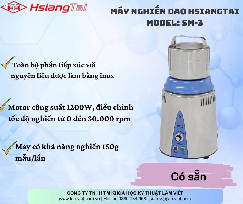 (Hàng có sẵn) Máy Nghiền Dao HSIANGTAI SM-3