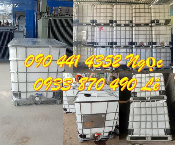 Vỏ thùng nhựa 1000 lít vuông trắng, thùng nhựa ibc 1000 lít đựng hoá chất, tank nhựa 1000 lít qua sử dụng trắng sạch, giá tốt nhất